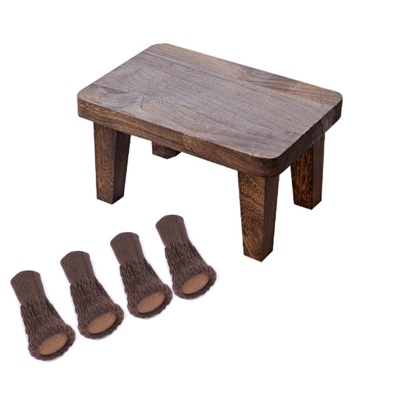 Tung wood step stool with non-slip rubber feet, small step