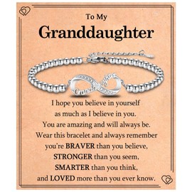 EYQV Granddaughter Gifts, Infinity Charm Bracelet Granddaughter Gifts from Grandparents, Best Granddaughter Birthday Christmas Gifts, Secret Santa Gifts Stocking Fillers for Women Teenage Girls