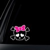 World Design Skull with Pink Bow Car Decal/Sticker