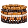 Telooco Pack of 6 Pearl Bracelets Men's Multi-Layer Wooden Beads