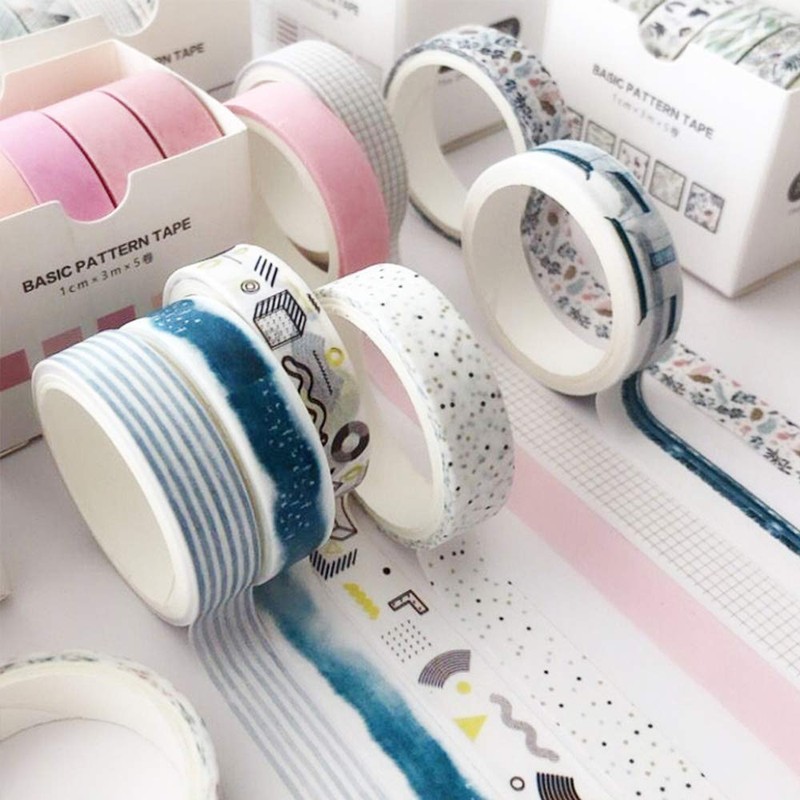 Japanese Style Pattern Washi Tape, 5 Rolls, Creativity, Masking Tape