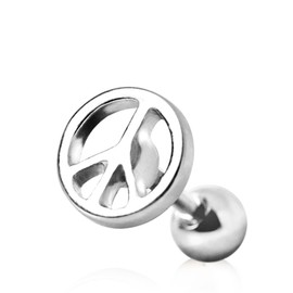 316L Cartilage Earring with Peace Sign