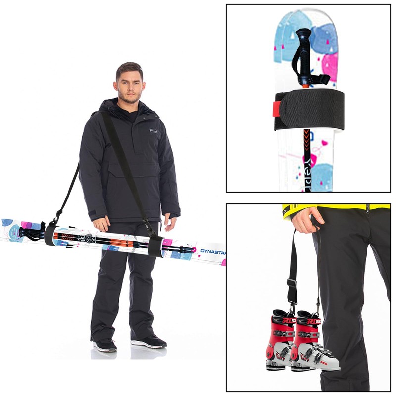 QKURT 2PCS Ski Carrier Straps, Adjustable Ski Shoulder Straps Binding