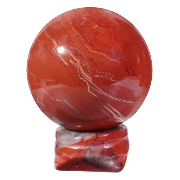 Nupuyai Red Jasper Crystal Ball Stone with Stand for Reiki