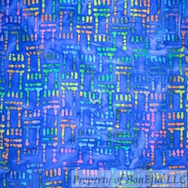 Signature BonEFul FQ Cotton Quilt Bright Blue Yellow Math Pi Dot Blender Texture Batik USA