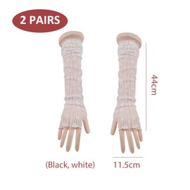 2 Pairs Of Butterfly Printed Gloves, Long Lace Gloves, Women'S Finger-Exposed Gloves, Ele Gloves, Clothing Accessories.