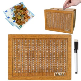 Wooden Money Box, Reusable Money Box with Numbers, Retro Money Box Storage Box, Money Box for Helps Adults and Children Habit to Save