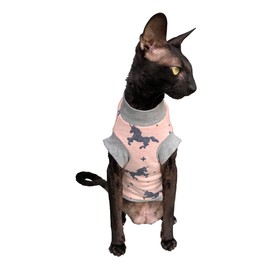 Kotomoda Sphynx Cat's turtleneck Unicorn in PINK Naked Cat Clothes Hairless Cat Clothes (L)