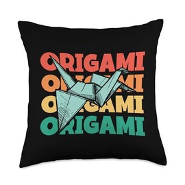 Easy Best Origami Crane Paper Gifts For Beginners Retro Text Paper Crane Folding Owl Master Origami Throw Pillow, 18x18, Multicolor