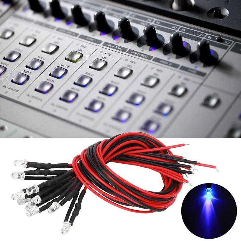 50pcs LED Diode Light, 12V 3mm Round Head Purple Light