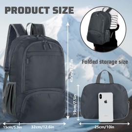 flintronic Lightweight Foldable Backpack, 15L Small Hiking Rucksack, Unisex Water Resistant Walking Backpack for Outdoor Sports, Hiking, Travelling, Walking, Camping (Grey)
