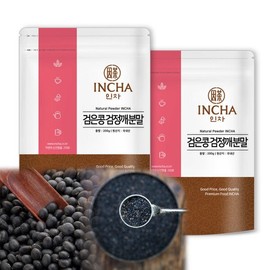 Incha 국내산 검은콩검은깨 가루 분말 검은콩 검정깨 파우더 선식 400g(200gX2개) Domestic Black Soybean and Black Sesame Powder, 400g (200g x 2 packs)