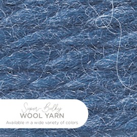 Lion Brand Yarn Wool-Ease Thick & Quick Yarn, Soft and Bulky Yarn for Knitting, Crocheting, and Crafting, 3 Pack, Denim