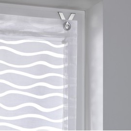Enya White Roman Blind Eyelet Roller Blind with Wave Pattern - No Drilling Required (60 x 140 cm)