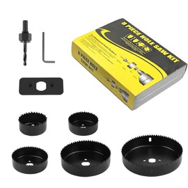 Wexecon 8Pcs Hole Saw Kit for Metal and Wood Hole Saw Drill Bit Set with 2-1/2" to 5"(64-127mm) 5Pcs Saw Blades, Drill Bits, Installation Plate, Hex Key with Storage Case, Ideal for Soft Wood, etc.