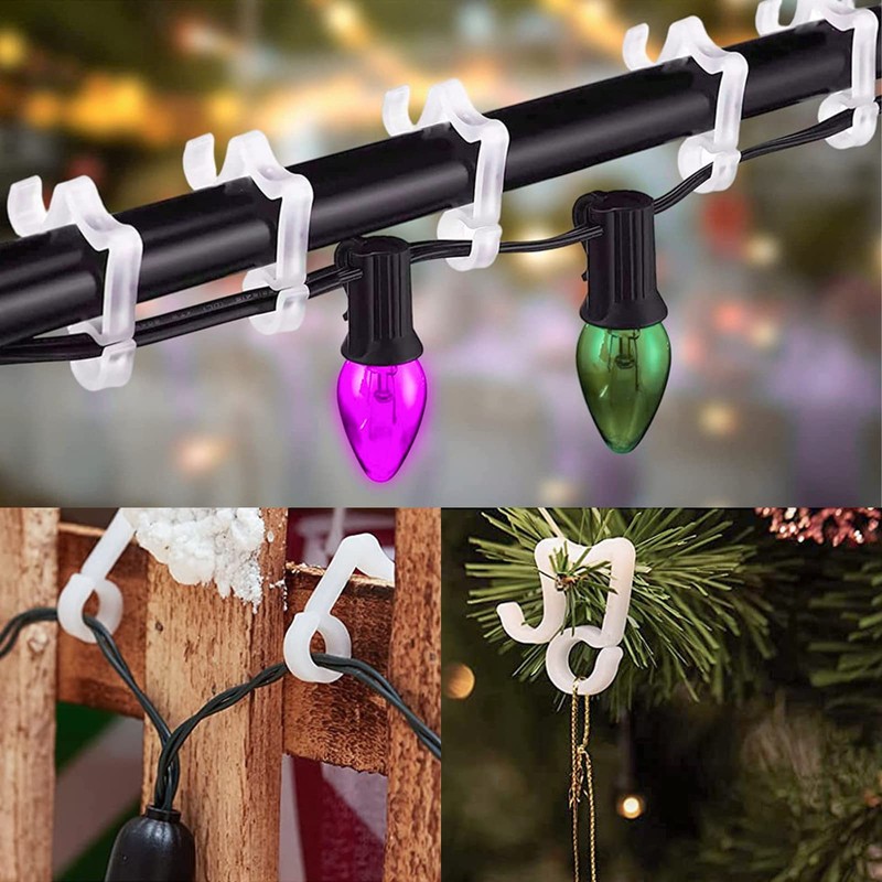 AccEncyc 100 Pcs Outdoor Light Clips Hooks for Outdoor String