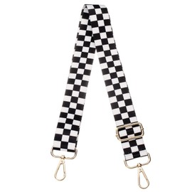 sourcing map Purse Straps Replacement Crossbody, 51 Inch Wide Shoulder Bag Strap Adjustable Canvas Straps for Handbag Wallet Clutch Crossbody Bags, Black White Grid