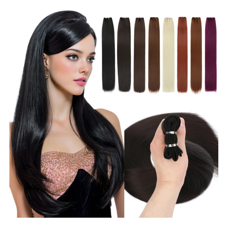 Extensiones Cabello Natural Fibra Cortina Negro 30 PLG 210g
