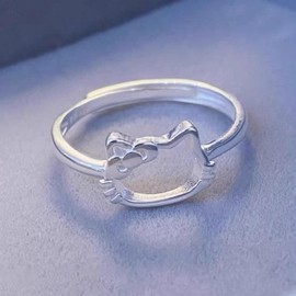 Sterling Silver Ring for Women, Mothers Ring Purity Jewelry Eternity Cat Ring for Women, Sterling Silver, No Gemstone