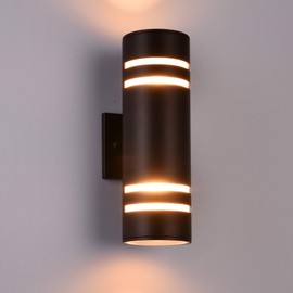 Architectural 2-Light Outdoor Wall Light, Exterior Sconce Lantern for House Deck Porch, Oil Rubbed Bronze with Frosted Glasses [ETL Listed]