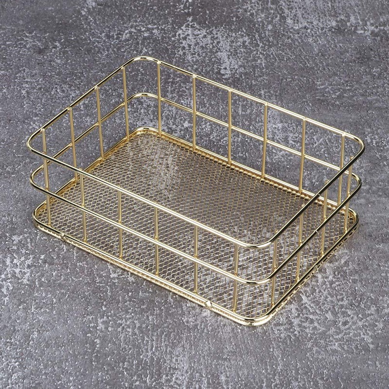 Atyhao Golden Iron Storage Basket Organizer Bin Baskets for HomeKitchen