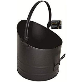 HomeZone Black Coal Bucket Fireside Accessories Kindling, Log, Coal & Fuel Storage Scuttle Bucket Indoor Homeware (BLACK ROUND FIRESIDE BUCKET)