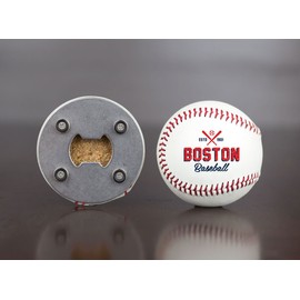 Buffalo BottleCraft Boston Bottle Opener, Made from a real Baseball, The BaseballOpener, Cap Catcher, Fridge Magnet
