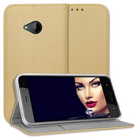 mtb more energy® Protective Book-Style Case for HTC U11 Life (5.2 Inches) - Gold - Faux Leather - Flip Cover Case Wallet Case