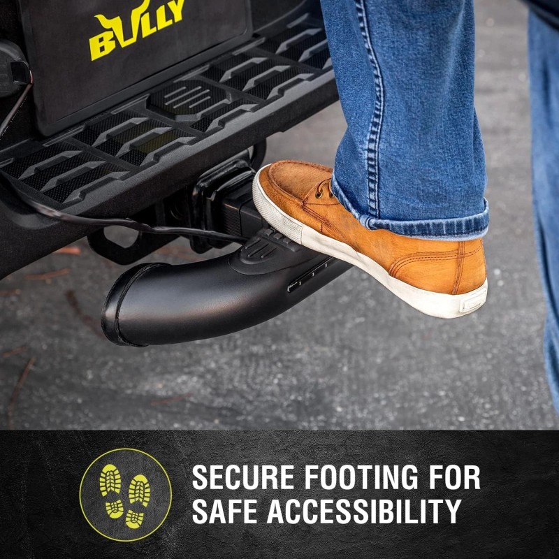 Bully Black Steel Hitch Step w/ LED Brake Light Fits