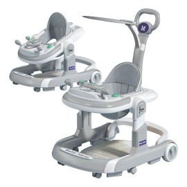 Andador interactivo para bebés 4 en 1 4 modos 4 alturas ajustables plegable y portátil con música y dosel gris Banna Xbc-3