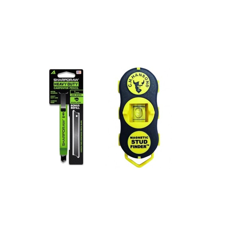 CH Hanson Magnetic Stud Finder with Sharpdraw-HD Carpenter Pencil w/