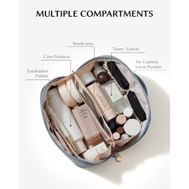 EACHY Travel Makeup Bag,Large Capacity Cosmetic Bags for Women,Waterproof Portable Pouch Open Flat Toiletry Bag Pattern Makeup Bag