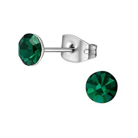 Hypo-Allergenic Emerald Green Crystal Surgical Stainless Steel Stud Earrings by Kate Benson