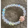 Handmade Iridescent Moonstone Bracelet Rainbow Glass Pink Turtle Sterling Silver