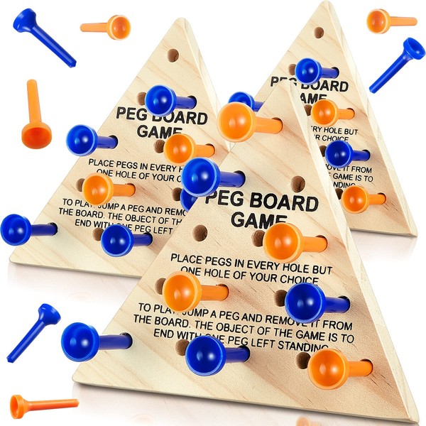 3 Packs Wooden Triangle Peg Games Triangle Wooden Board Game