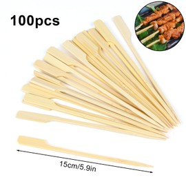 VEYLIN Barbecue Skewers,80pcs Bamboo Paddle Skewers Bamboo Sticks for BBQ Cocktail Sticks (20cm)
