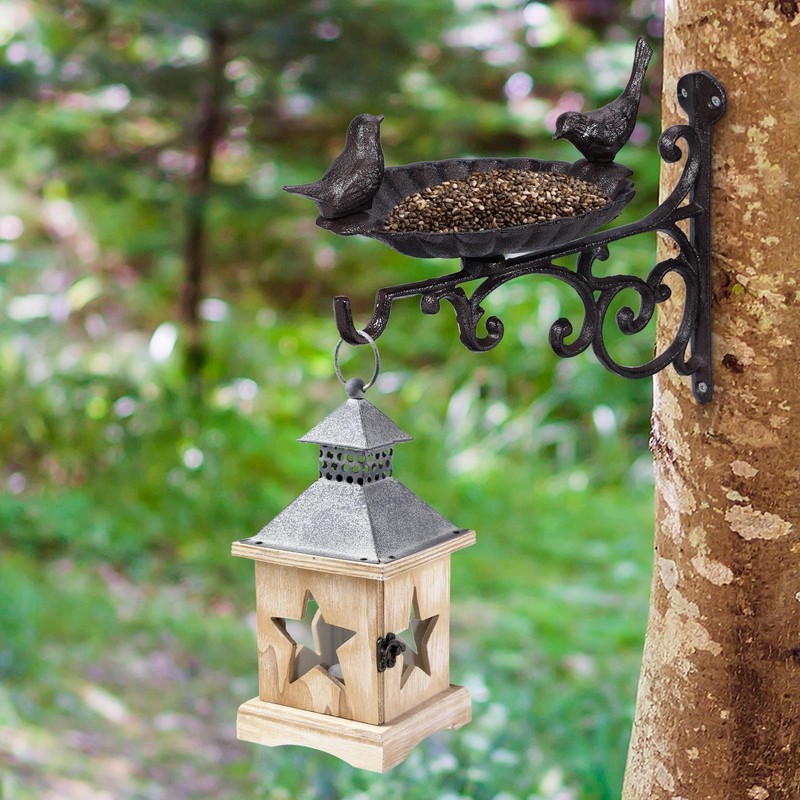 JUXYES Wall Mount Birds Feeder with Hanging Bracket, Heavy Duty
