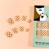 Summer Press on Toenails Orange White Fake Toenails with Checkerboard