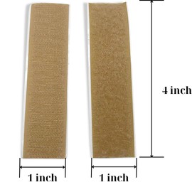 Adhesive Hook and Loop Strips 1'' x 4'' Beige Color Set of 10 Pair Heavy Duty Fastener Tan Sticky Back Straps Ideal for Attach Objects to The Wall Fixing Carpet Painting DIY Craft Home Office