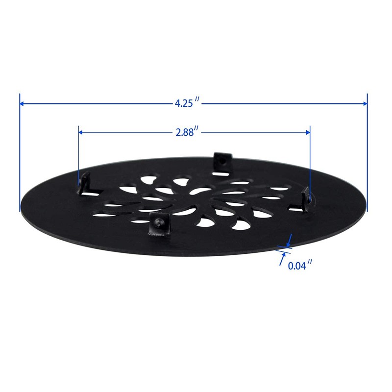 Shower Base Drain and 4-1/4 Matte Black Drain Cover with