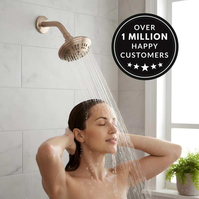 Aqua Elegante Brushed Nickel 1.8 GPM Luxury Shower Head, 6