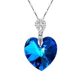 YINUJIAO Heart-Shaped Austrian Crystal Pendant Necklace, 925 Sterling Silver Chain, Handcraft Jewelry Gift, standard, Sterling Silver Austrian Crystal, Cubic Zirconia