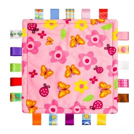 OnlyBee Bright Soft Baby Comfort Blanket with Taggies