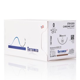 Sutumed CHROMIC Gut Absorbable Surgical Suture USP Size 0, 1/2 36mm Taper Point Needle, 28 Inches (70 cm), 12 Count