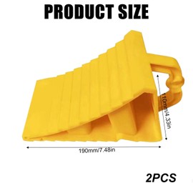Leikurvo Set of 2 Wheel Chocks with Handle, 190 x 110 x 110 mm Plastic Wheel Chocks Brake Chocks Trailer Wheel Chock Brake Chock for Cars, Wedges Trailers, Caravans, Motorhomes (Yellow)