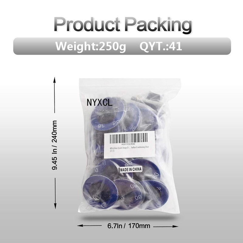 NYXCL Miroku 40Pcs Mixup 2-inch Quick Change Discs Set, Zirconia