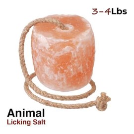 Himalayan Salt Lick for Horses, Livestock– (3-4 lbs) Natural Mineral Salt Block for Goats, Cattle & Deer with Hanging Rope, Weather-Resistant and Great for Dear Hunting (Pack of 1)