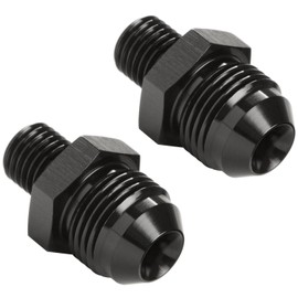 Podavelle Metric M12x1.5 to 8AN Male Flare Adapter Fuel Fitting Straight Aluminum Black, Pack of 2