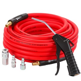 WYNNsky 3/8’’ × 50 FT Hybrid Air Hose with 1/4’’ Inch MNPT Threads, 1/4’’ Universal Coupler and I/M Plug, Air Blow Gun