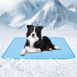 TIXWOOK Cooling Mat for Dogs, Q-Max>0.45 Breathable Cooling Pad for Dog, 43"x 32" Pet Cooling Bed with Non-Slip Bottom, Portable Washable Cooling Blanket for Indoor & Outdoor,Blue